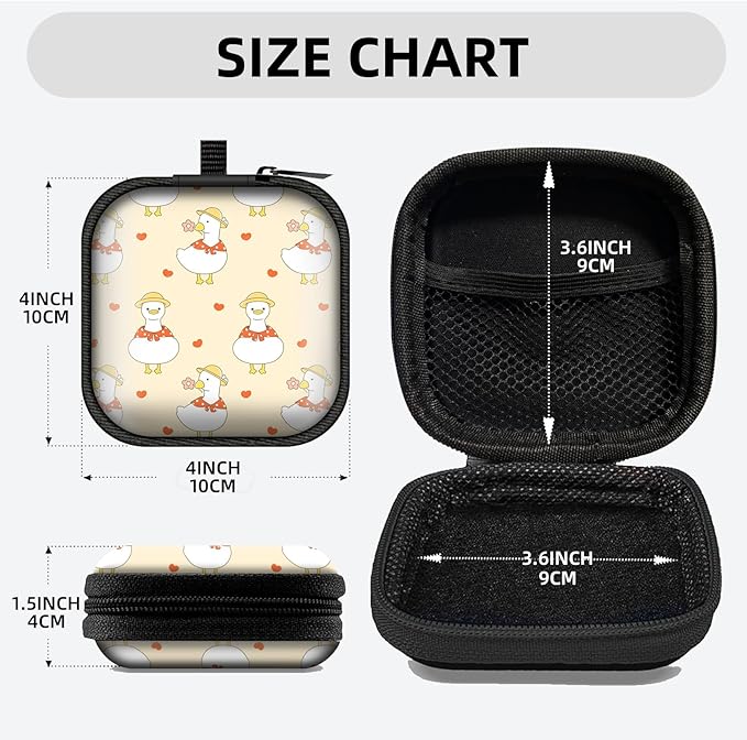 Square Data Cable Earbud Charger Coin Storage Bag Shockproof and Drop-Proof EVA Material Compatible with AirPod(Cute-Duck)
