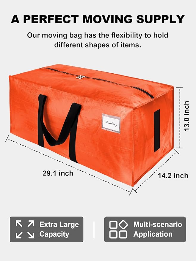 80 Pack Large Strong Moving Bags with Zippers & Carrying Handles - Water-Resistant - Heavy Duty Storage Tote for Space Saving, Fold Flat, Alternative to Moving Box (Multicolored)