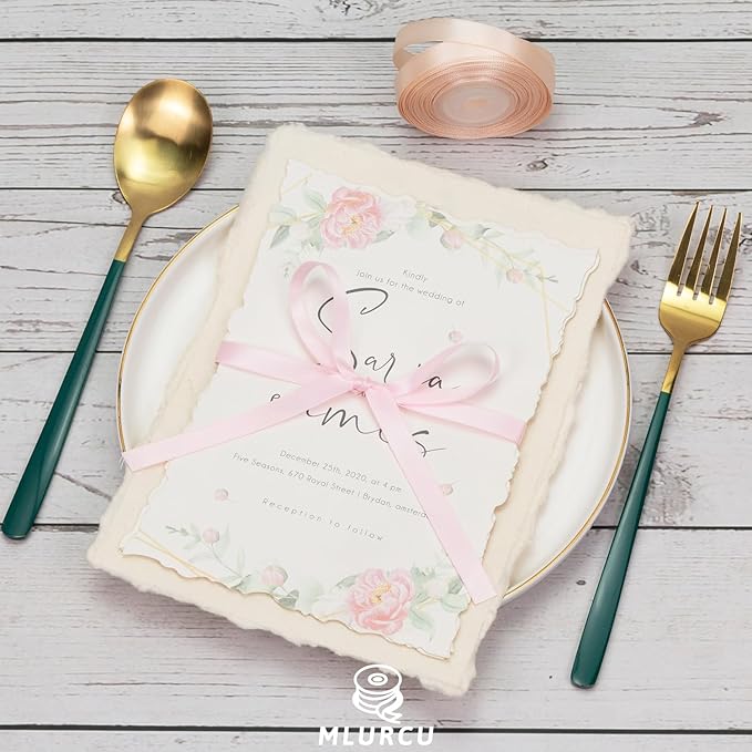 Pink Ribbon 3/8 Inch x 60Yds Assorted Thin Double Faced Satin, Dusty Rose, Rose Gold, Peach, Vanilla, Pink Ribbon for Flower Bouquet Gift Wrapping Wedding Invitation Bridal Shower Hair Bows Crafts