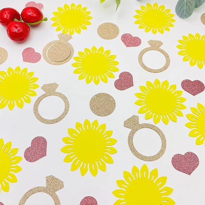 100PCS Sunflower Table Confetti,Gold Yellow Glitter Paper Bridal Shower Decorations for Boys Baby Shower Decor Table Confetti Groovy Party Favors Sunflower Confetti Wedding Birthday Party Supplies