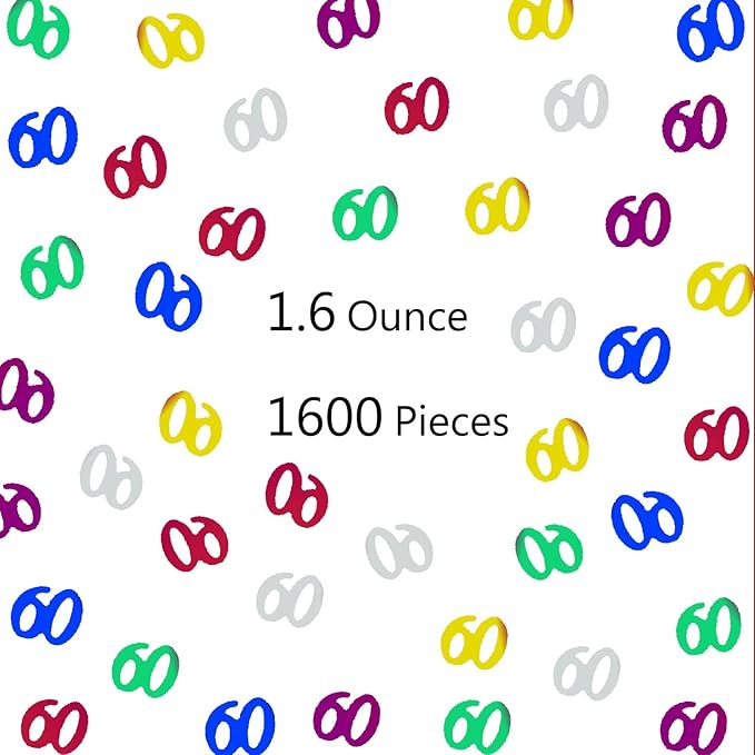 Confetti 60 Confetti 60th Birthday Decoration Scatter Party Glitter Metallic Table Decoration for Anniversary Birthday Retirement event Supplies.(60 Color)