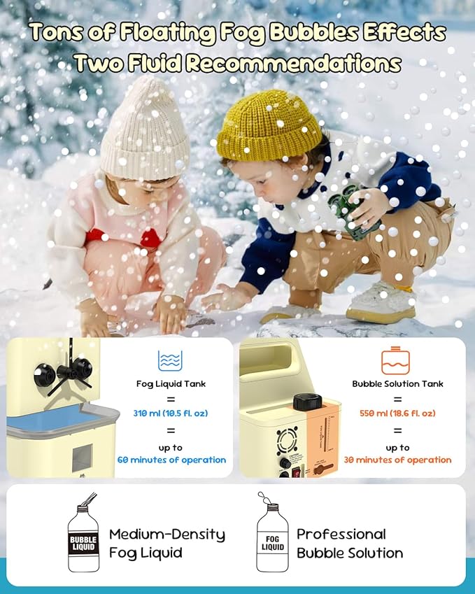 450W Fog Bubble Machine - Wireless Remote, High Output Tiny Fog Bubbles, Snow-Like Effect, Quieter Than Classic Snow Machines, Ideal for Outdoors Christmas Wedding Kids Party Stage