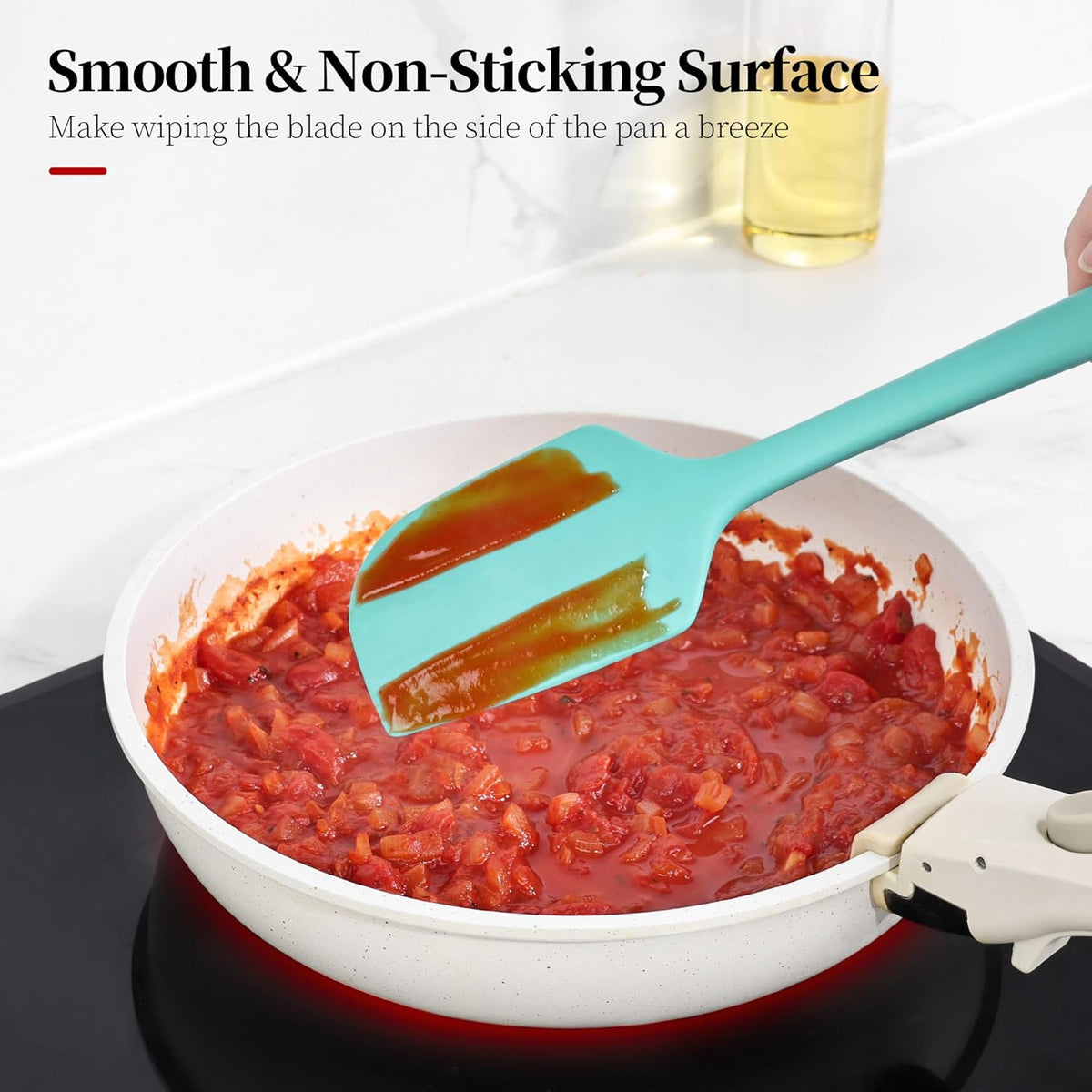 600ºF Heat Resistant Spatula, 11.34 inch High Heat Food Safe Semless Kitchen Silicone Scraper for Cooking Baking Mixing Scraping Stirring Nonstick