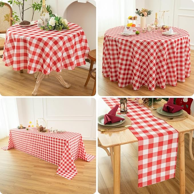 Waterproof Checkered Tablecloth Fabric - Rectangle 58x84 Inch Classic Gingham Buffalo Plaid Table Cloth for Indoor/Outdoor Use - Washable Table Cover for Kitchen, BBQs, and Parties