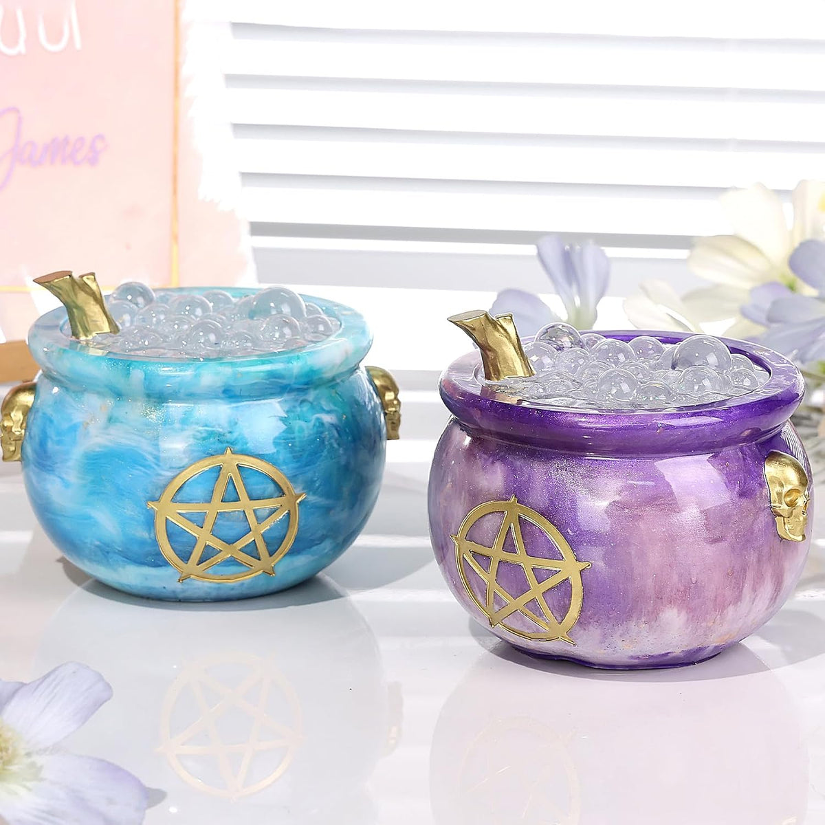 LET’S Resin Witch Cauldron Resin Mold, Halloween Resin Molds, 3D Jar Resin Molds Silicone 4.7'' Width, Large Jar Molds for Epoxy Resin Casting Craft