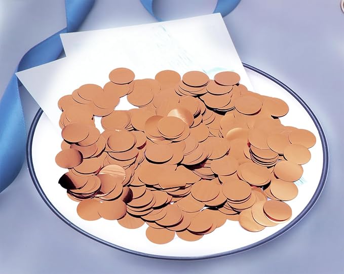 ONLYKXY 15gram Glitter Table Confetti Decor Scatter Bless Confetti Grad Party Decor for Congrats College Graduation Birthday Wedding Party Chocolate Favor Envelope Decal (Rose Gold Round)