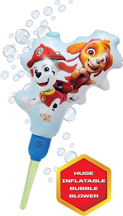 PAW Patrol Bubble Machine Amazon Exclusive Huge Inflatable Bubble Machine for Kids Includes a Stand and Bonus 40oz of Bubble Solution 2 in 1 Play Pattern for Maximum Bubble Toy Fun