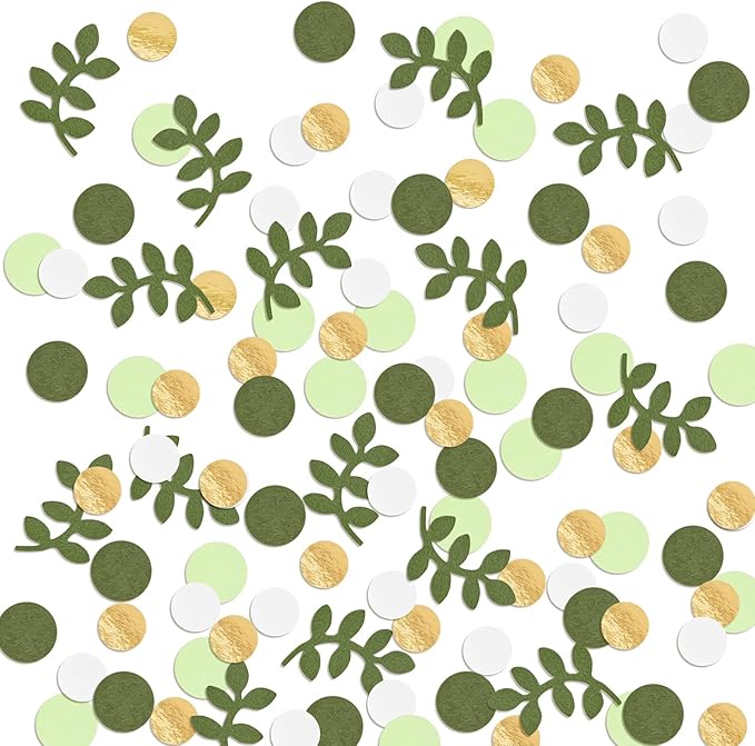210 Pcs Baby Shower Confetti Greenery Glitter Table Decorations Eucalyptus Golden Scatter Country Nature-Theme Party Birthday Party Wedding Party Supplies