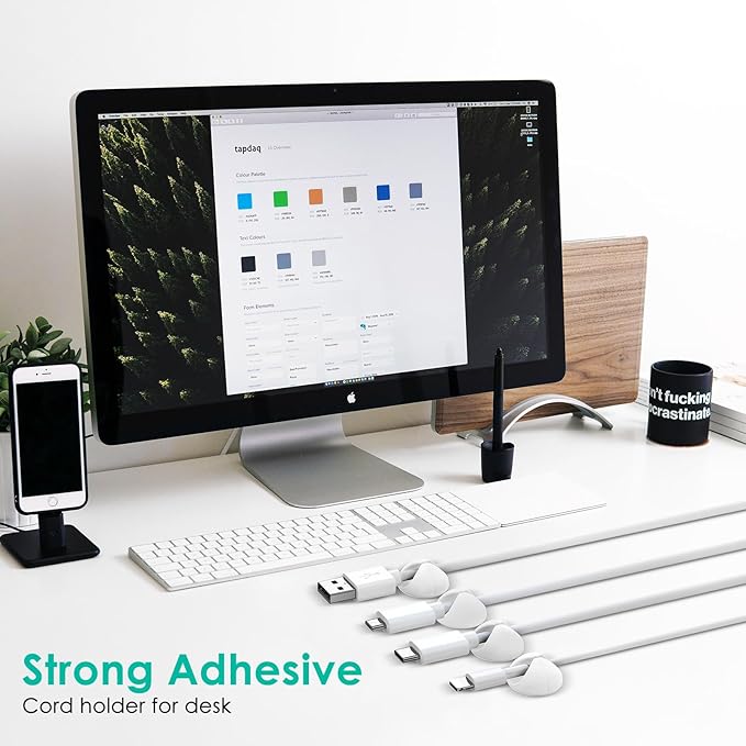 12 Pack Cable Clips, Znben Wire Organizer Holder Adhesive Cord Management Charger Wire Holder Clips for Desk, Home, Office, Car, Cubicle, Nightstand White