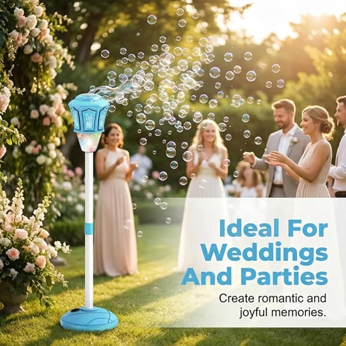 Street Lamp Bubble Machine, 2026 New Automatic Bubble Machine Stand with Light Music, Adjustable Standing Bubble Maker Blower Torch-Shaped for Outdoor Party Birthday Wedding (Pink)
