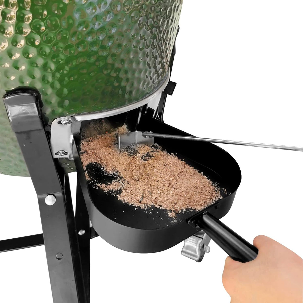 18” BBQ Ash Removal Tool and Ash Pan for Big Green Egg Accessories, Stainless Steel Ash Tool Poker for BGE Primo and Other Charcoal Kamado