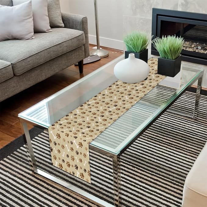 Pet Paws Table Runner Kitchen Dining Table Runner 13*60in Table Center Decor for Indoor Outdoor Home Holiday Party