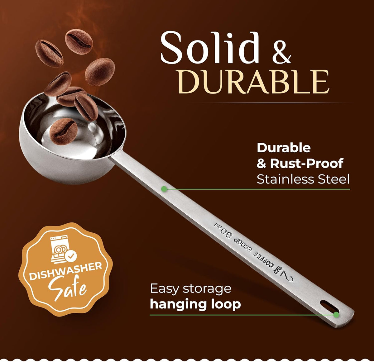 Orblue Premium Coffee Scoop Set - 1 Tbsp (15ml) & 2 Tbsp (30ml) Measuring Tablespoon