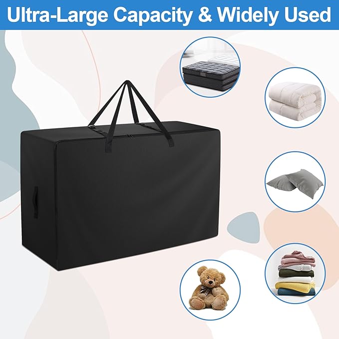 Folding Mattress Bag - 600D Oxford Cloth Heavy Duty Carry Case for Tri-Fold Guest Bed Mattress (Fits 4" Queen Mattress, Black)