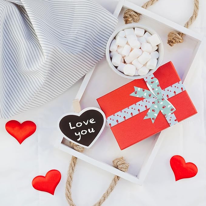 4 Rolls Valentine's Day Ribbon Set, 1" x 5 Yards Each, Heart Pattern Ribbons for Wedding Gift Wrapping & DIY Crafts