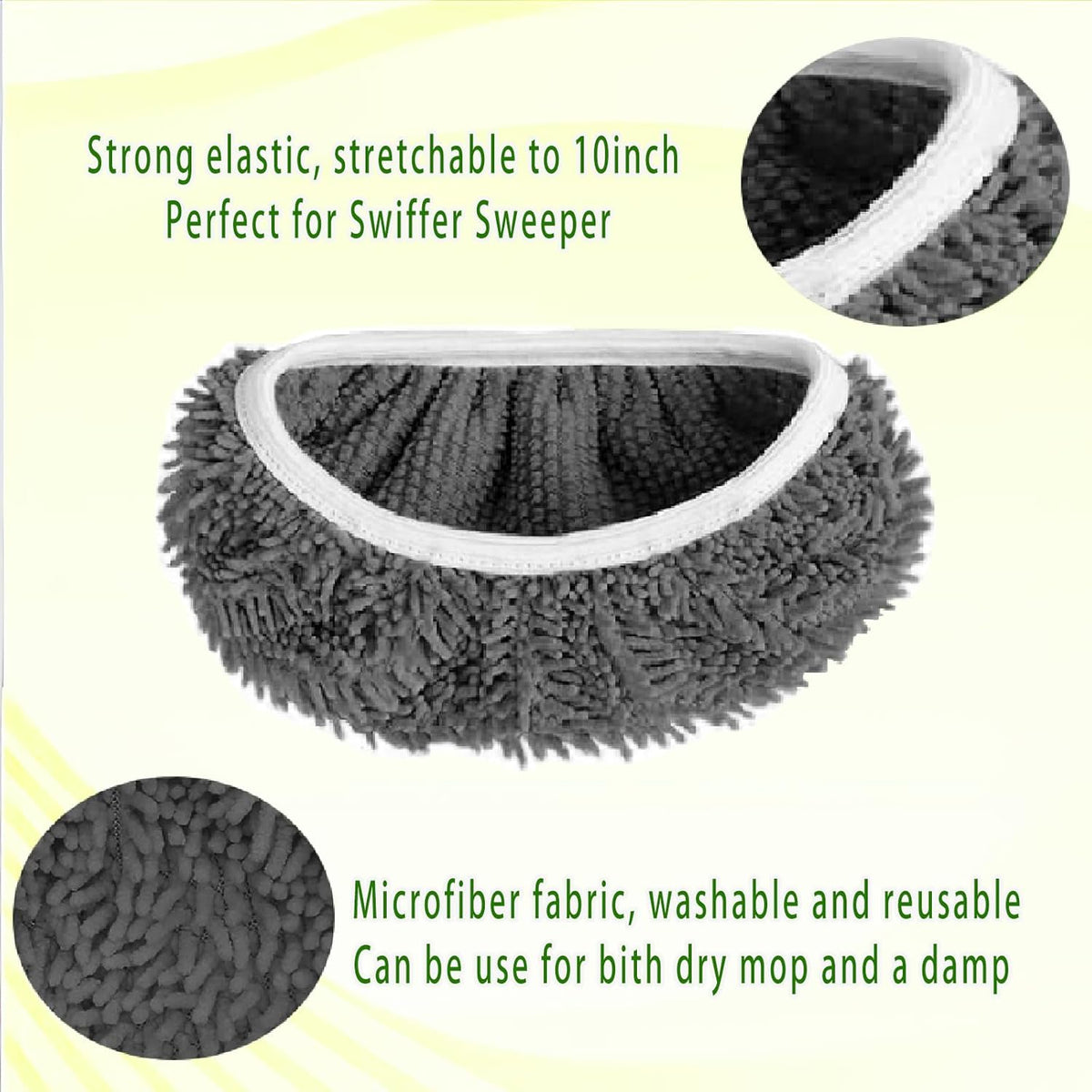 Reusable Microfiber Mop Pads for Swiffer Sweeper - Wet & Dry Cleaning Cloths - Mop Head Replacement Washable Refills for Household Floors