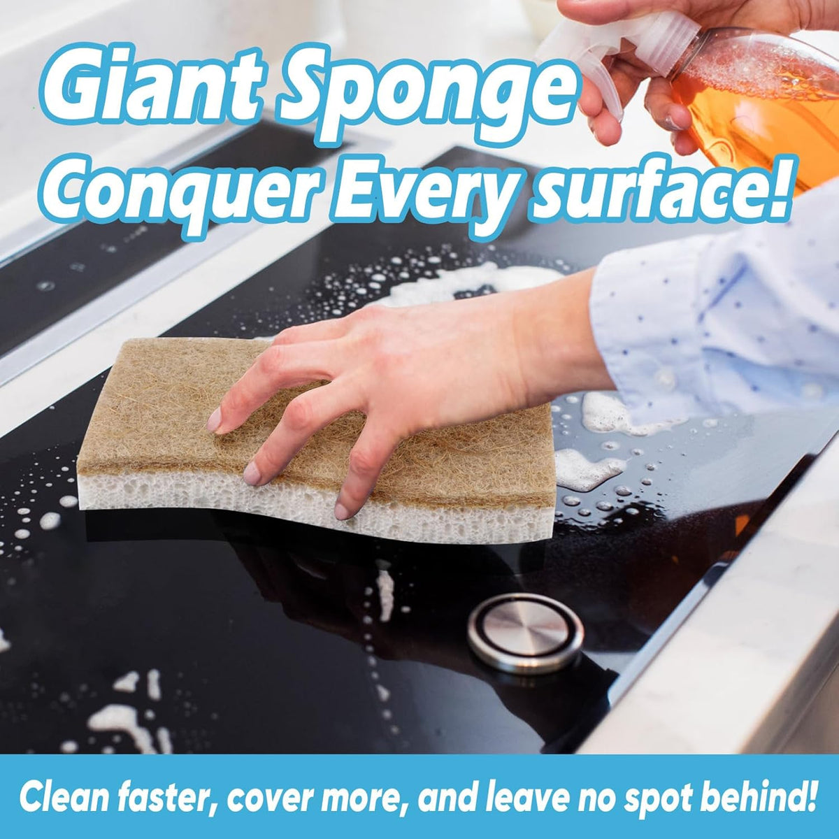 AIDEA XL Scrub Sponges Non-Scratch, 6Count, Large Natural Sponge for Non Stick Cookware, Sponges Kitchen, Cellulose Cleaning Sponge for Dishes, Kitchen, Bathroom, Household