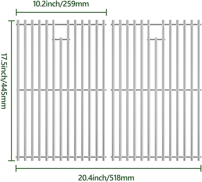 7637 Stainless Steel Cooking Grates for Weber Spirit I & II 200 Series Spirit E210 Spirit E220 Spirit S210, Spirit S220 with Front Control, 17.5 inch Grill Grates for Weber 7637 Gas Grills