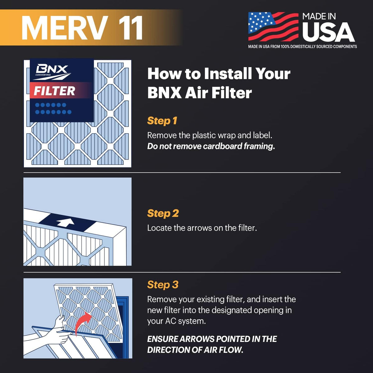 BNX TruFilter 20x23x1 Air Filter MERV 11 (12-Pack)- MADE IN USA - Allergen Defense Electrostatic Pleated Air Conditioner HVAC AC Furnace Filters for Allergies, Dust, Pet, Smoke, Allergy MPR 1200 FPR 7