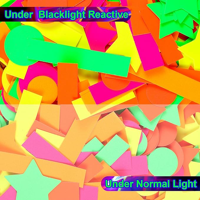 Deekin 10000 Pieces Neon Confetti 5 Colors Confetti Party Table Decor Fluorescent Neon Party Supplies Glow in The Dark Paper Tissue Paper for Birthday, Wedding Supplies (Mixed Style)