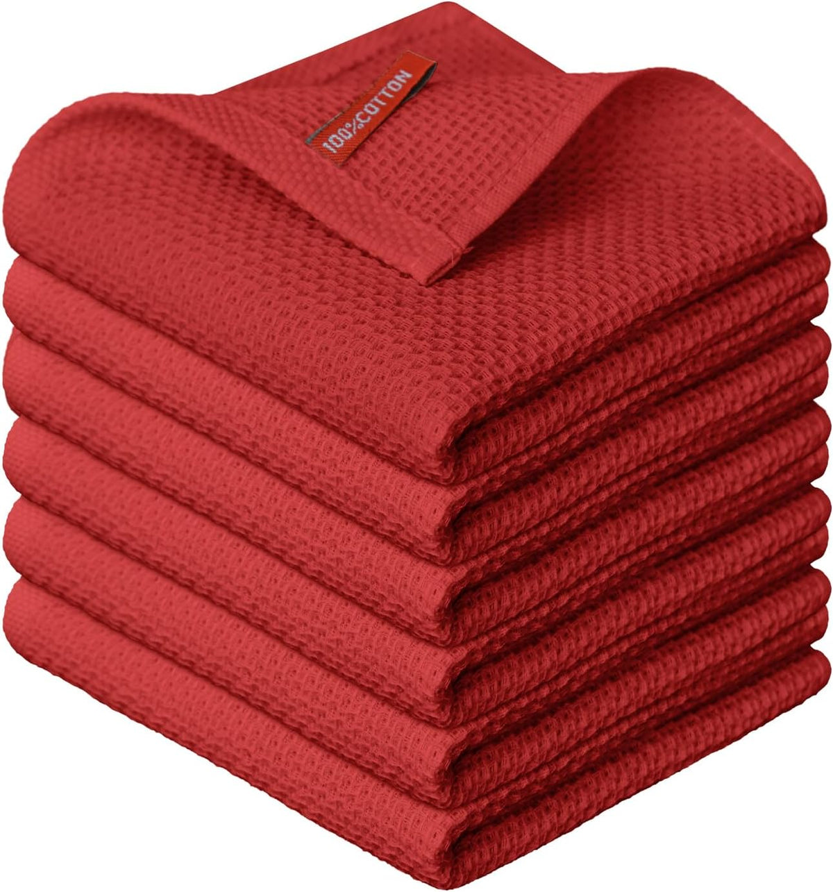 Artoid Mode 100% Cotton Dark Grey Waffle Weave Kitchen Dish Cloths, 12x12 Inch Ultra Soft Absorbent Quick Drying Kitchen Dish Towels Set of 6