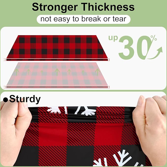 Smiry 10 Pack Gingham Disposable Table Cloth, 54 x 108 Inch Waterproof Plastic Tablecloth, Rectangle Red Checkered Snowflake Table Covers for Christmas, Birthday, Party, Banquet
