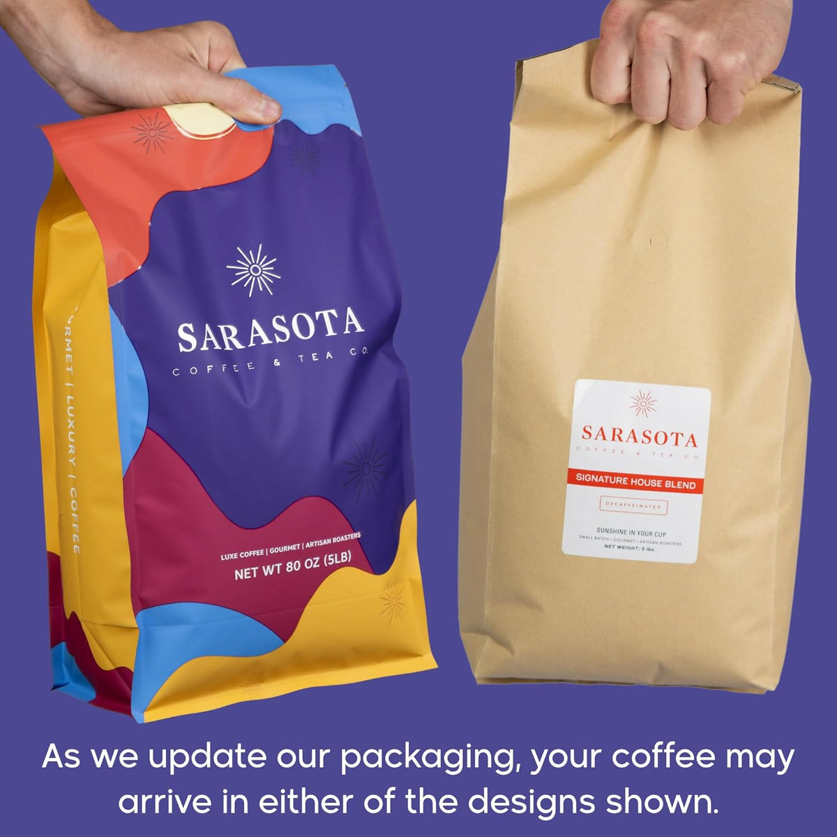 Sarasota Coffee Whole Bean Decaf, Dark Roast Gourmet Decaffeinated Coffee Beans, Low Acid, Mold Free, Specialty Grade Bulk Beans, 5lb (80 oz)