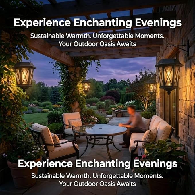 Solar Lanterns Outdoor Waterproof, Hanging Solar Lights with Glass Shade - 2 Pack LED Metal Wall Mount Outdoor Light for Yard/Garden/Patio - Black