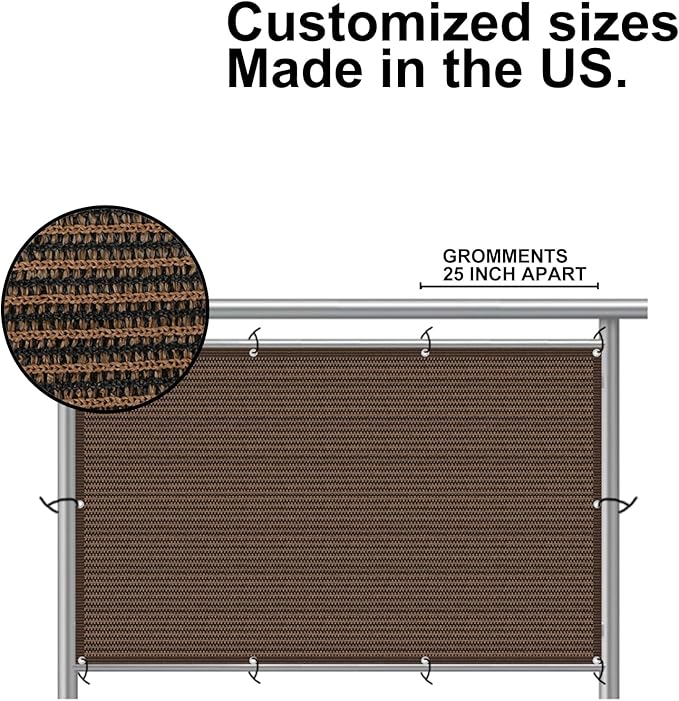 Eden's Decor Balcony Privacy Screen Brown 3'x 45' Cover Mesh Windscreen Weather-Resistant UV Protection for Backyard Deck, Patio, Balcony, Pool, Porch, Fence, Railing, Gardening