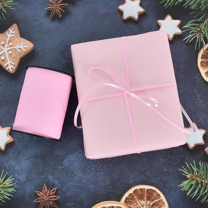 TONIFUL 500 Yards Matte Light Pink Curling Ribbon-Balloon String for Art&Craft Decor,Gift Wrapping,Ribbons and Bows for Girl's Baby Shower Wedding Valentines Mother's Day Supplies (Pastel Pink)