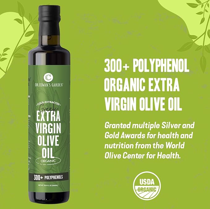 Dr. Cowan’s Garden 300+ Polyphenol Greek Extra Virgin Olive Oil - Single Estate Extra Virgin Olive Oil with Highest Polyphenols Sourced from