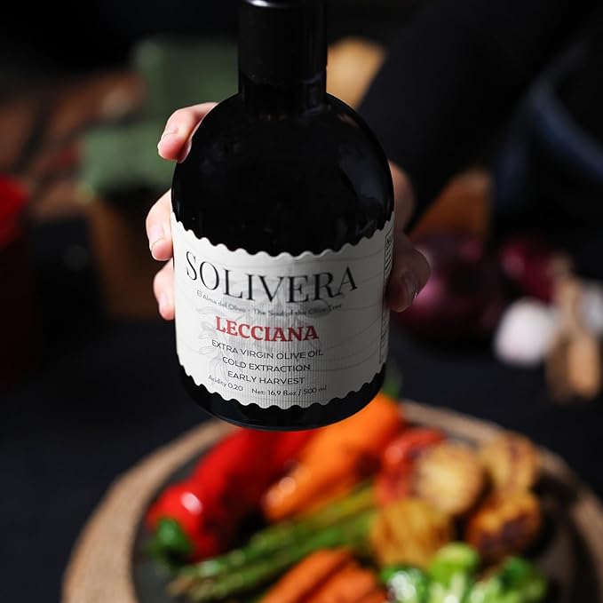Solivera Lecciana Extra Virgin Olive Oil Cold Pressed, Floral & Balanced, 400+ High Polyphenols, Gourmet & Healthy Organic Oil