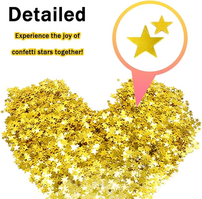 60g/2.1oz Foil Star Confetti Glitter Mixed Pack Metallic Foil Table Confetti Sparkle Sequins for Wedding,Party Decoration(Gold)