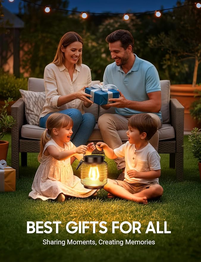 KOOPER Metal Solar Lanterns Outdoor Waterproof, 2 Pack Brighter Hanging Solar Lights for Outside, Up to 15 Hours Modern Hanging Solar Powered Lanterns Lights for Yard Patio Porch Garden Decorative