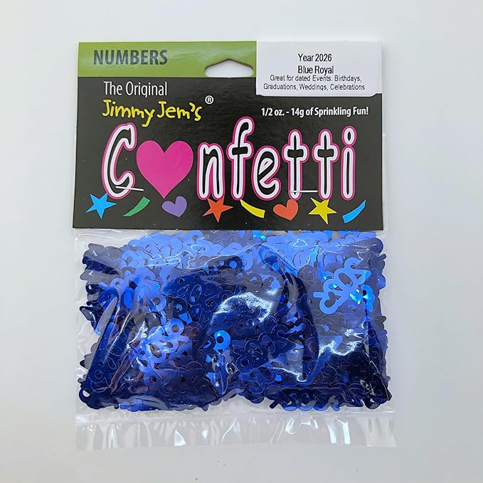 Confetti Year 2026 Blue Royal - 4 Half Oz Bags (2 oz) #7341 Q02