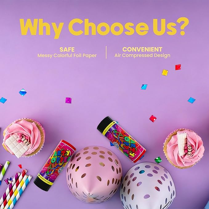 Mini Confetti Cannons 24 Pack Colorful Party Poppers Perfect for Weddings, Birthdays, Graduations, Baby Showers & Holiday Celebrations Fun & Vibrant Party Decorations