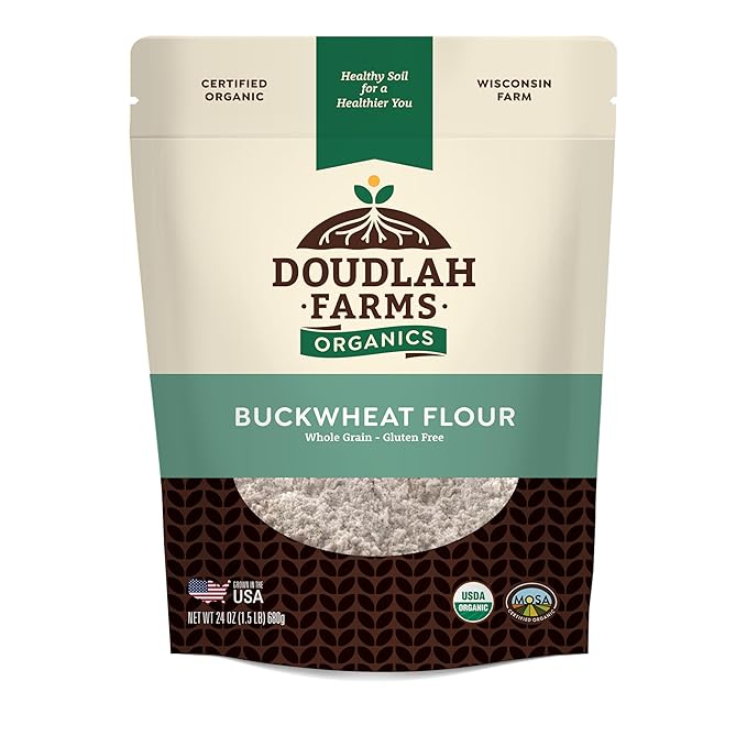 Organic Buckwheat Flour 1.5 lb - Non-GMO, USDA Organic, Gluten Free, Vegan - For Baking Bread, Pancakes, and More! Grown In USA