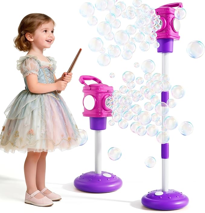 2-in-1 Remote Street Lamp Bubble Machine for Kids 3-6 4-8 Years Old Outdoor & Indoor Bubble Maker Toys with Lights for Boys and Girls 3 4 5 6 7 8+ Birthday Party Gifts