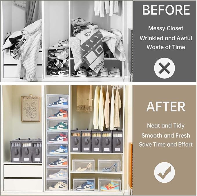 Large Bed Sheet Organizers and Storage,8 Pack Linen Closet Organizers and Storage, Foldable Bedding Storage for Bedsheets