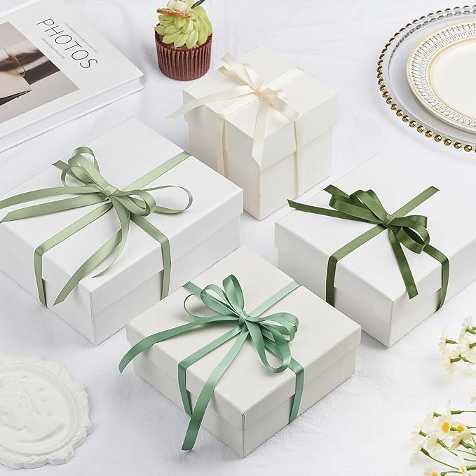 Mauproy 3/8 Inch Sage Green Satin Ribbon, 4 Rolls Total 40 Yards, Double Faced Mixed Green Thin Ribbon for Gift Wrapping, Flower Bouquets, Crafts, Wedding Decorations
