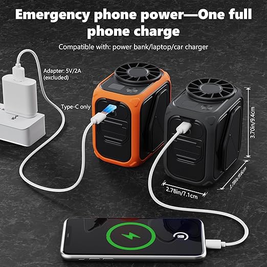Portable Waist Fan Rechargeable 10000mAh, 5 Speeds 13000RPM Strong Airflow Personal Waist/Neck/Clip Fan, Works Up to 20H, USB Charging Small Mini Cooling Handheld Fans for Camping, Outdoor, Jobsite