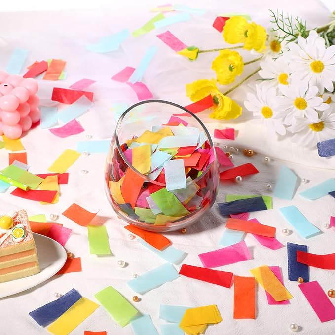 300 Grams Rectangle Paper Confetti Multicolor Foil Sprinkles Table Confetti for Baby Shower Clubs Weddings Birthday Celebrations Fiesta Party Decor, 0.79 x 1.97 Inch