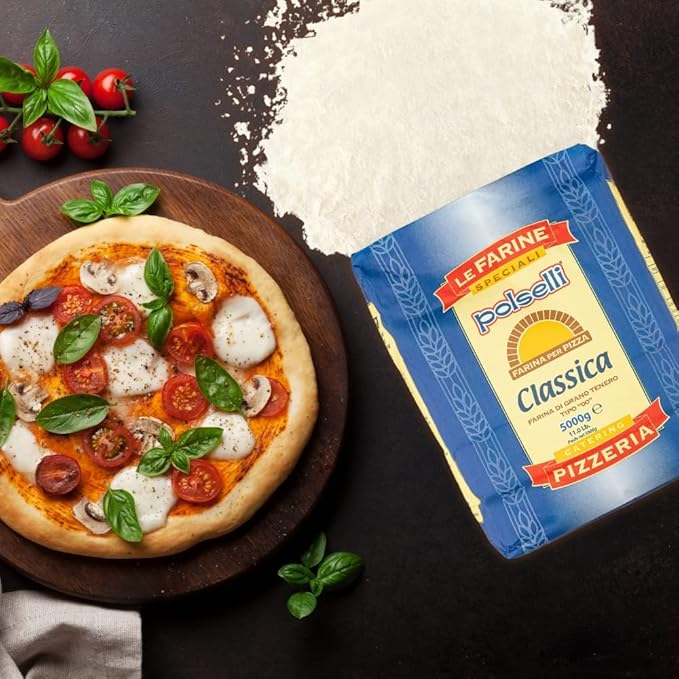 Polselli Classica, Tipo "00" Double Zero Flour Extra Fine, 11 lbs (5 kg), Neapolitan Italian Pizza, Bread, Pasta, and more, All Natural, Unbleached