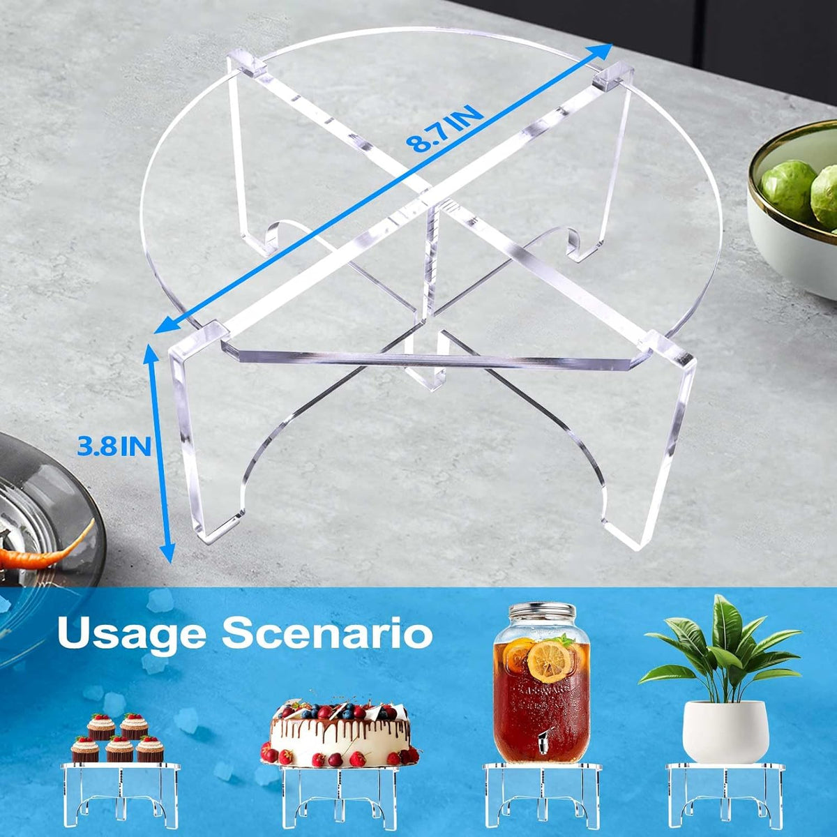 Acrylic Beverage Dispenser Stand Only, Fit Max 8.7 Inch Glass Drink Dispenser and Water Jug Holder, Plant Stand