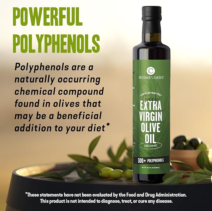 Dr. Cowan’s Garden 300+ Polyphenol Greek Extra Virgin Olive Oil - Single Estate Extra Virgin Olive Oil with Highest Polyphenols Sourced from
