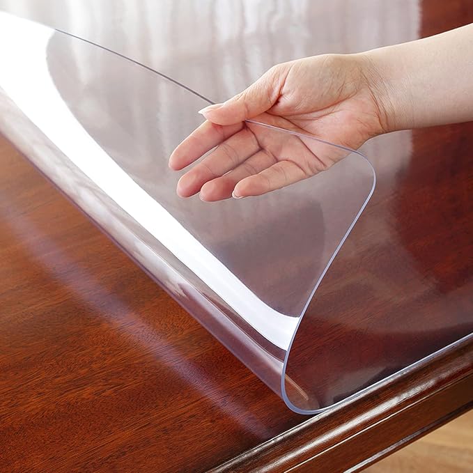 OstepDecor Clear Table Protector 16 x 32 Inch, 2mm Thick Plastic Table Cover, Waterproof PVC Clear Table Cover Protector, Desk Protector Mat, Writing Desk Pad for Desktop, Coffee & Dining Room Table