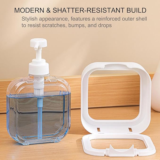 10oz Soap Dispenser, Plastic Hand Soap Dispenser for Bathroom & Kitchen, Waterproof White Clear Soap Pump Bottle, BPA Free Leak Proof Refillable Lotion Dispenser