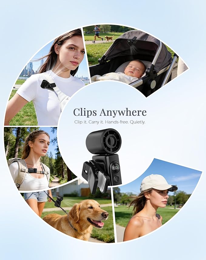 Hotsales Clip-On Portable Fan, 13500 RPM Rechargeable Handheld Mini Fan with LED Display, 360° Rotating Detachable Clip, Stroller Fan for Baby, Compact Travel Essentials/Lash, Summer Gifts for Women
