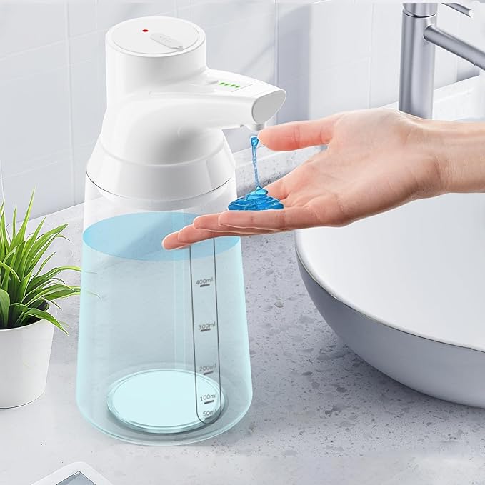 Automatic Liquid Soap Dispenser Touchless,4-Level Adjustable Modern White Bathroom Hand Soap Dispenser, Rechargeable Electric Motion Sensor Waterproof Pump for Kitchen (23.7oz/700ml)