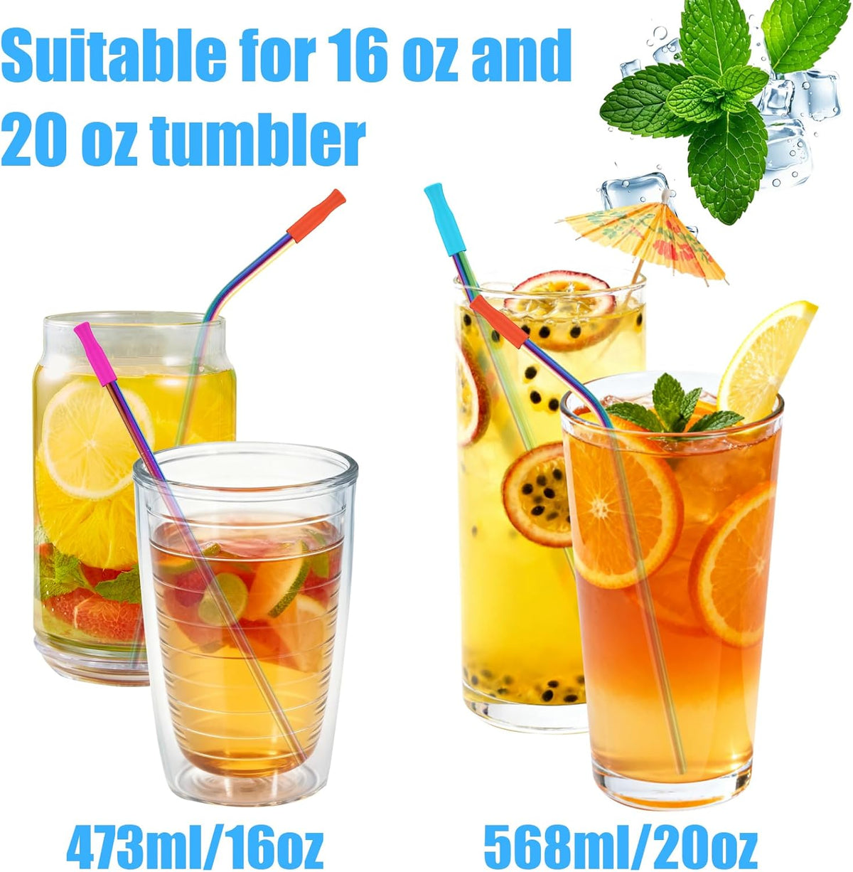 60 Pcs Color Reusable Metal Straws, Stainless Steel Drinking Straws with 60 Silicone Tip, 6 Travel Case and 12 Cleaning Brush